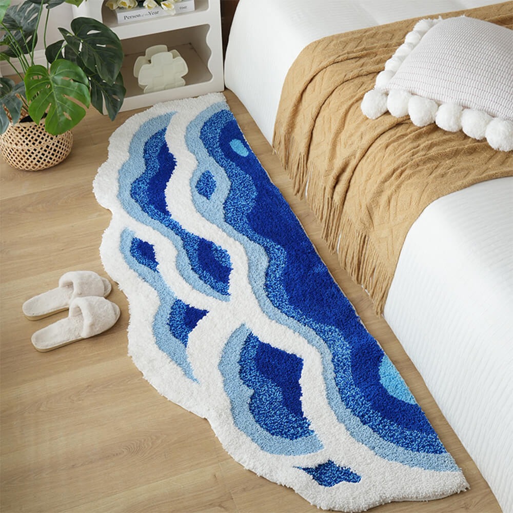 Plush Wave Design Shaggy Area Rug