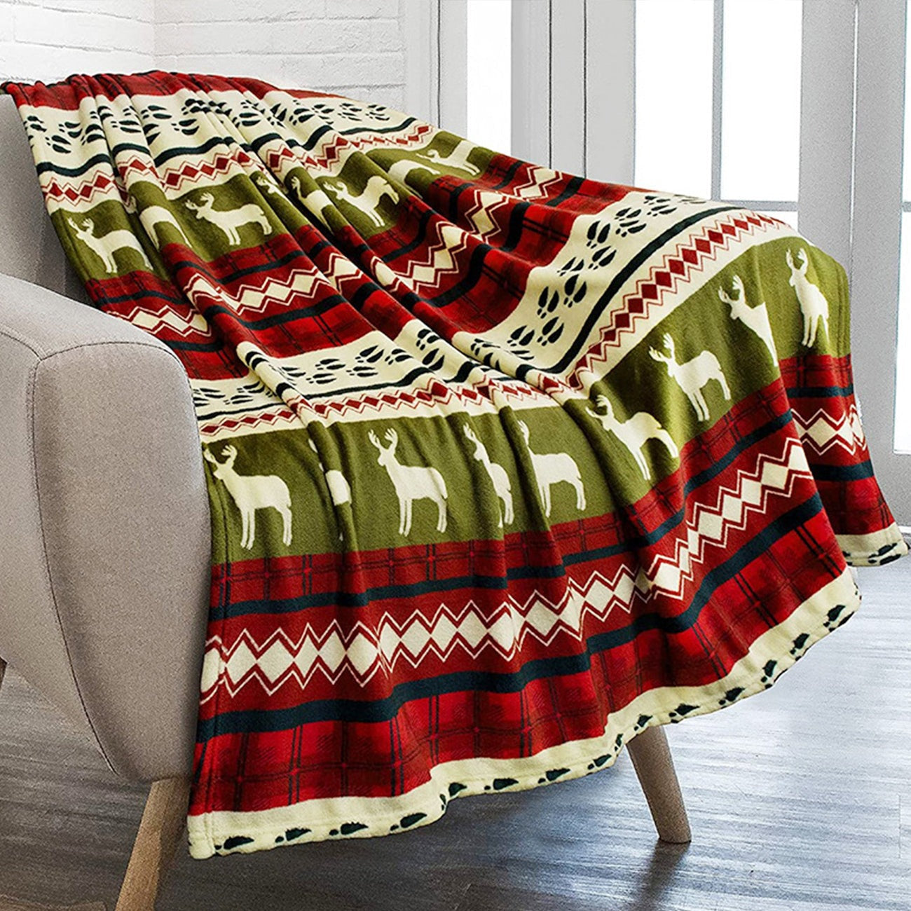 Winter Snowflake Red Throw Blanket