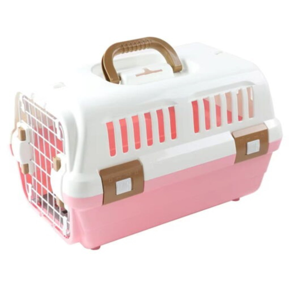 Secure Ventilated Pet Carrier with Food Bowl & Cushion