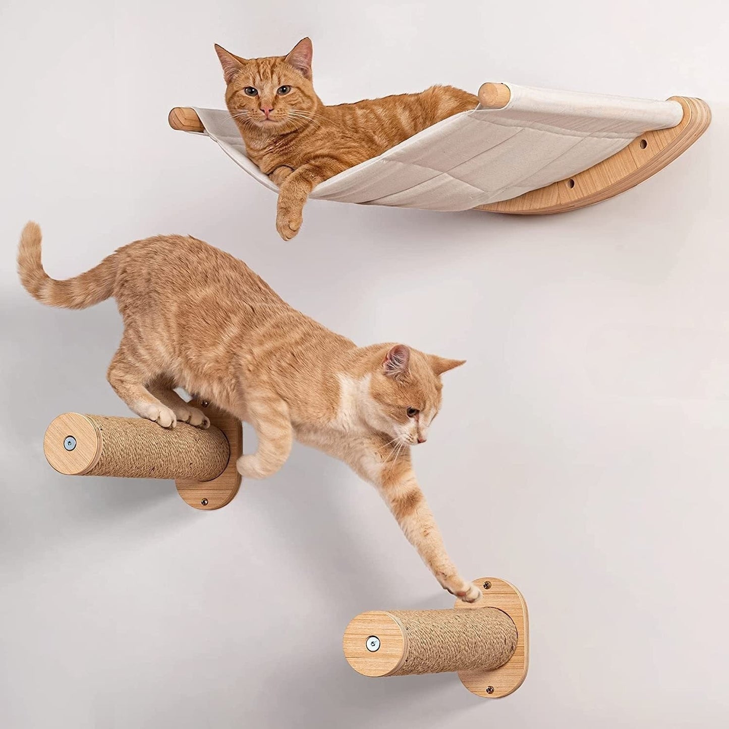 Space-Saving Cat Shelf with Hammock & Ladder