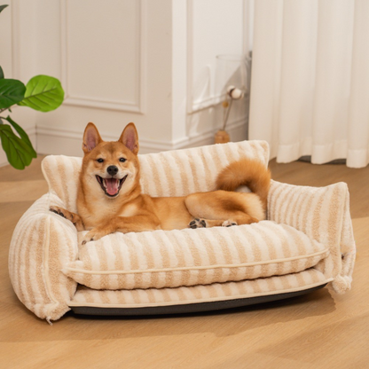 Plush Pet Double Layer Striped Couch Bed