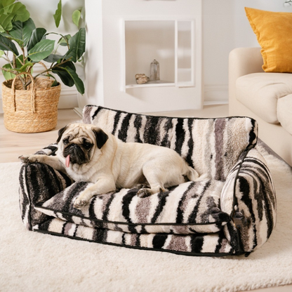 Plush Pet Double Layer Striped Couch Bed