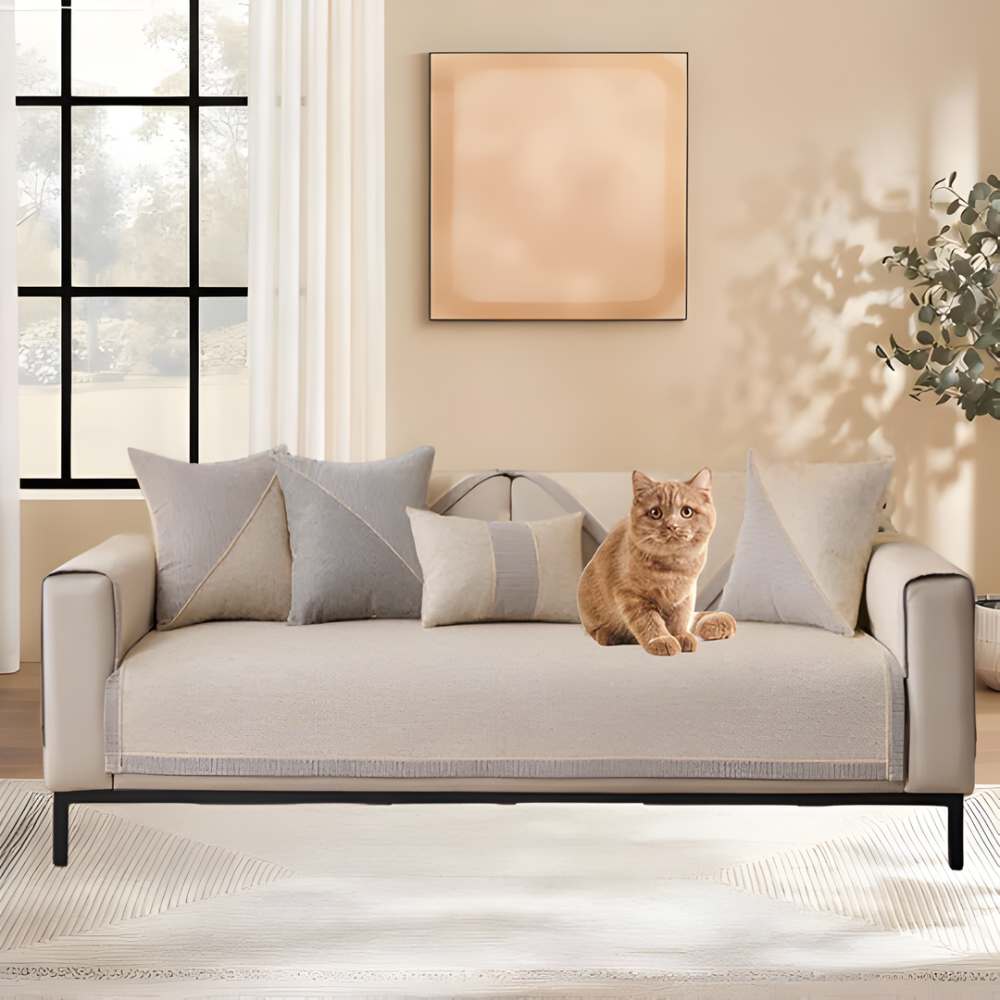 Natural Fabric Couch Slipcover Set