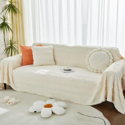 Plush Fuzzy Synthetic Fur Couch Cover