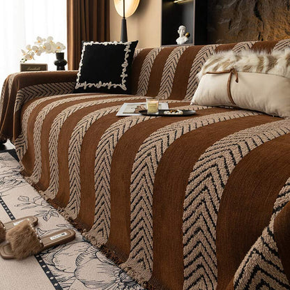 Soft Plush Herringbone Sofa Throw Blanket