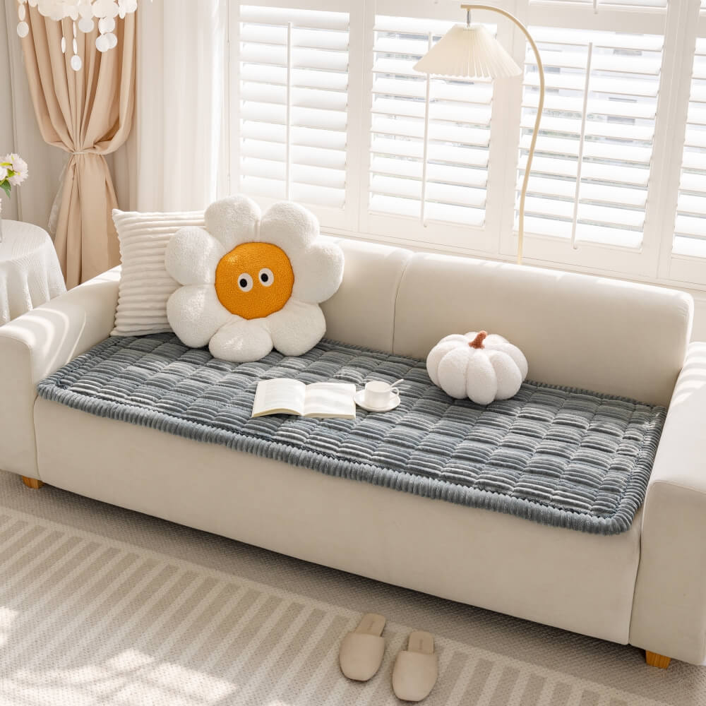 Plush Pet Sofa Protector | Comfortable, Grip & Machine Washable