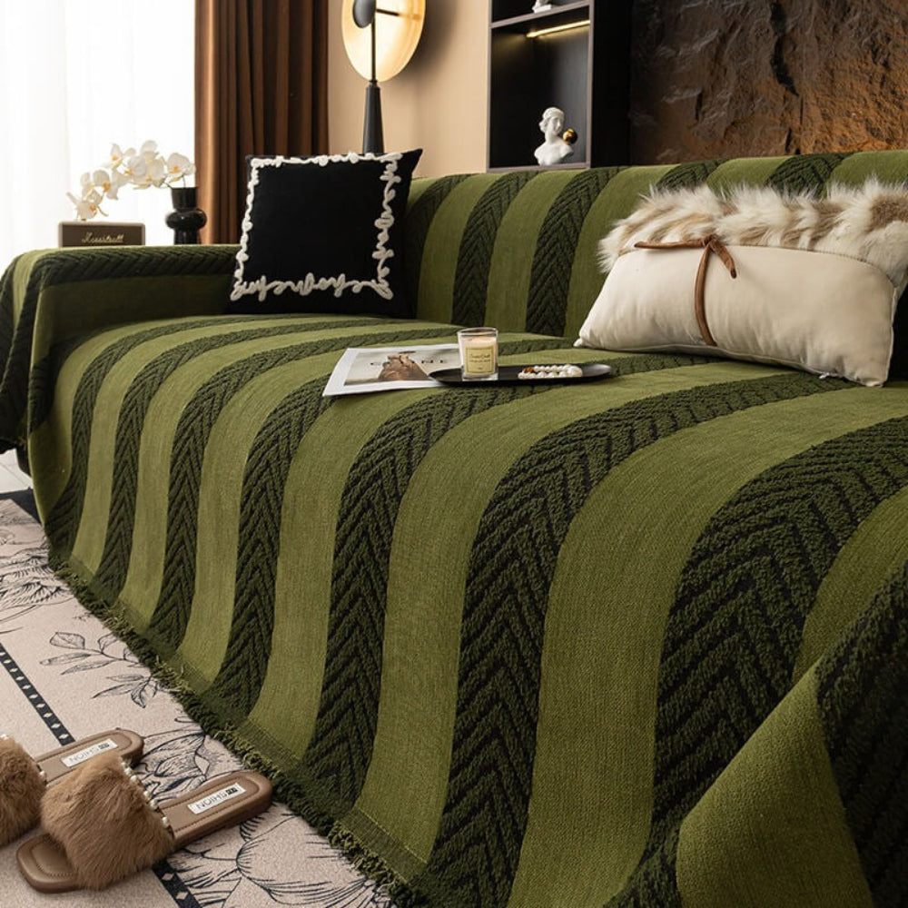 Plush Herringbone Soft Couch Slipcover