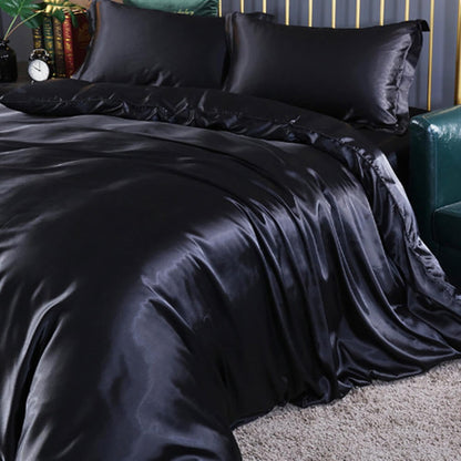 Soft Breathable Reversible Satin Bed Sheet Set