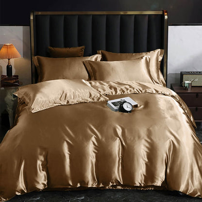 Soft Breathable Reversible Satin Bed Sheet Set