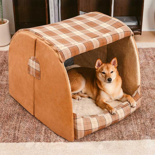 Traditional Checkered Pet Dog Bed