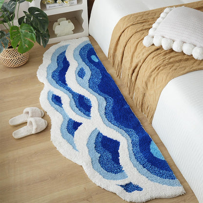 Plush Wave Design Shaggy Area Rug