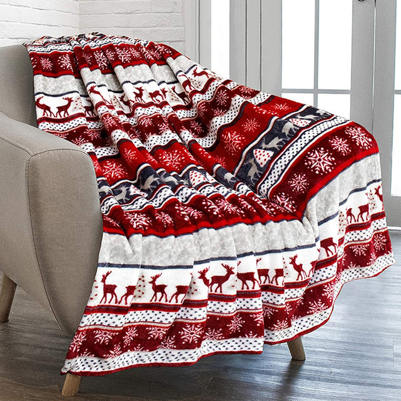 Winter Snowflake Red Throw Blanket