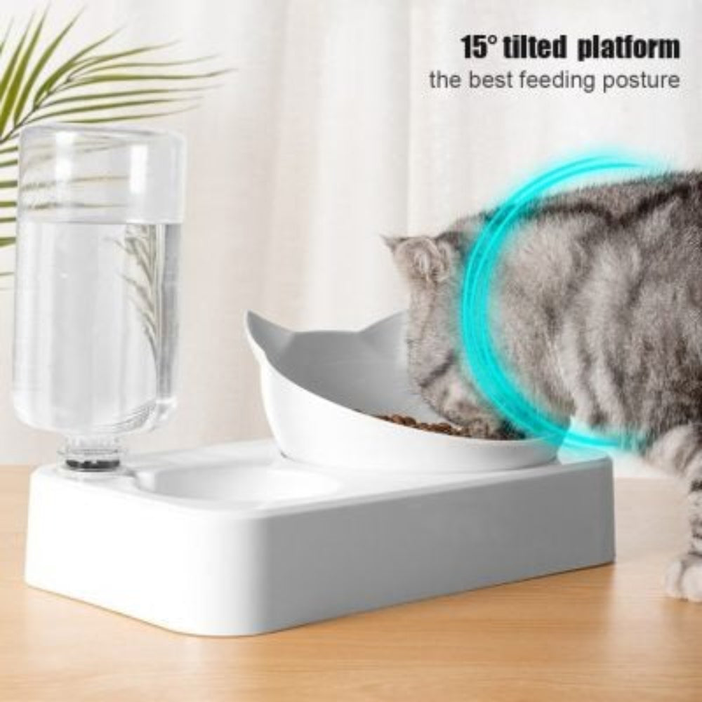 Easy Clean Pet Feeder Bowl with Auto Water Dispenser