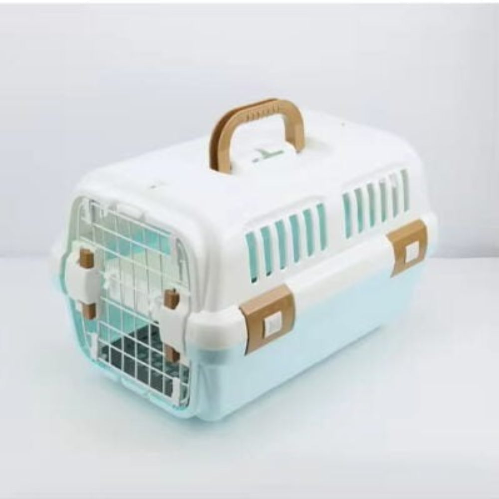 Secure Ventilated Pet Carrier with Food Bowl & Cushion