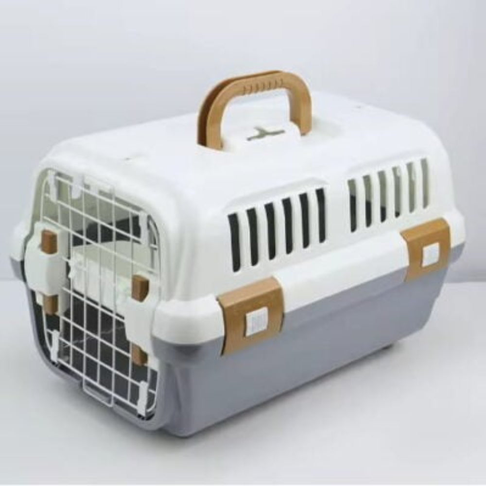 Secure Ventilated Pet Carrier with Food Bowl & Cushion