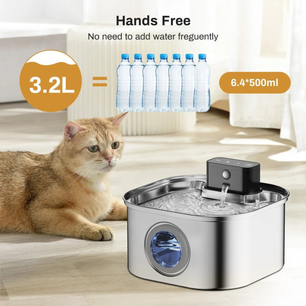 Automatic Pet Water Fountain - Stainless Steel 3.2L