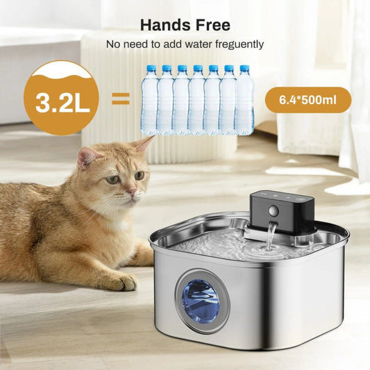Automatic Pet Water Fountain - Stainless Steel 3.2L