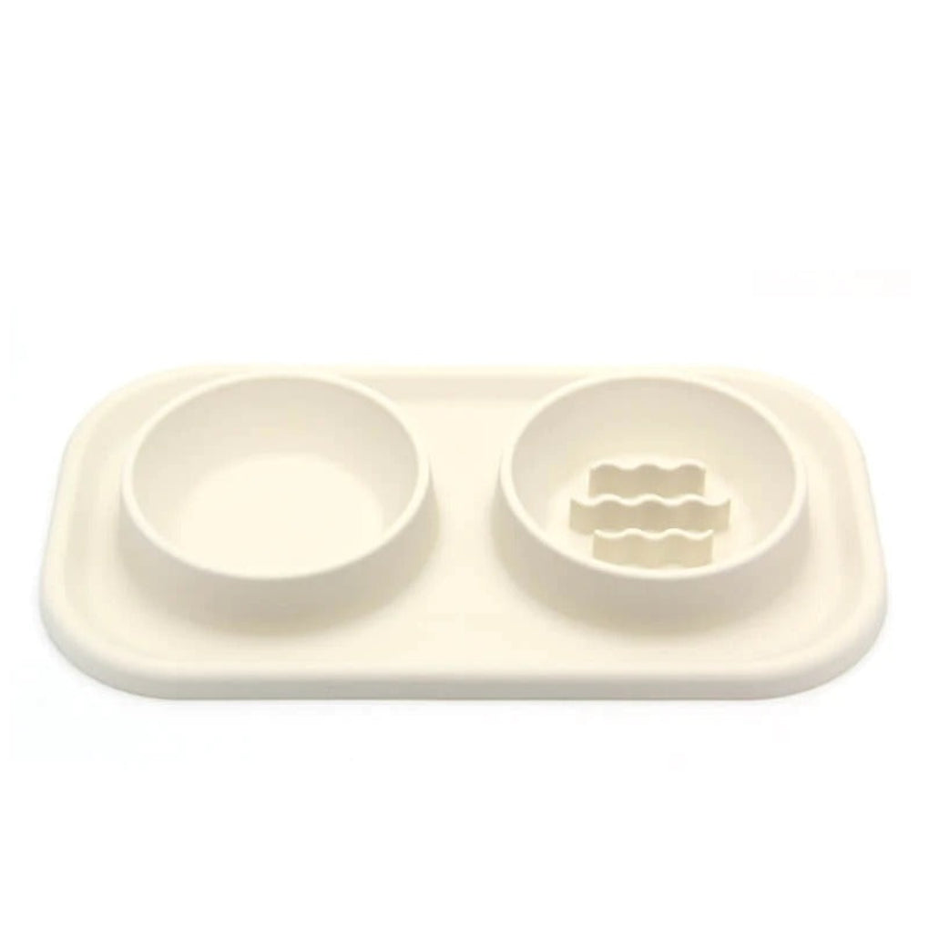 Easy Clean Double Dish Slow Feed Pet Bowl