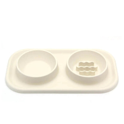 Easy Clean Double Dish Slow Feed Pet Bowl