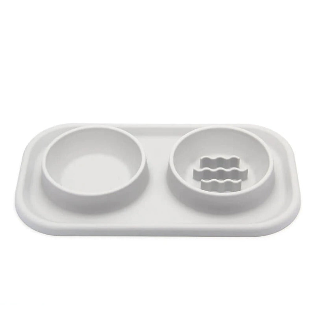 Easy Clean Double Dish Slow Feed Pet Bowl
