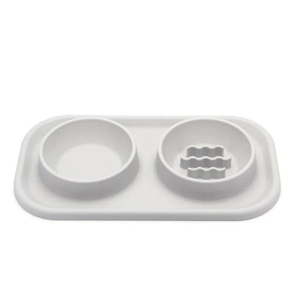 Easy Clean Double Dish Slow Feed Pet Bowl